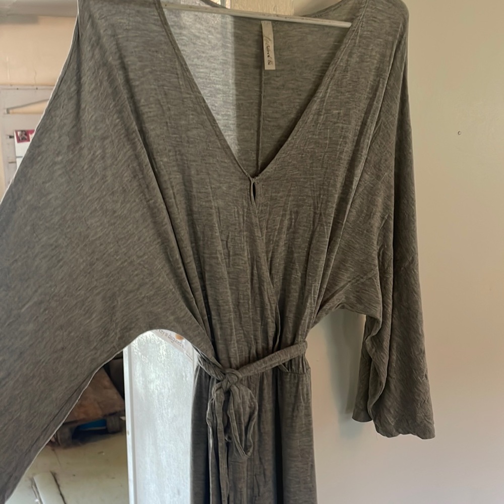 Grey 3/4 sleeve floor length
